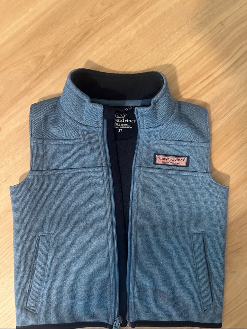 Vineyard Vines Blue-Gray Kids Woven and Fleece Zip Vest